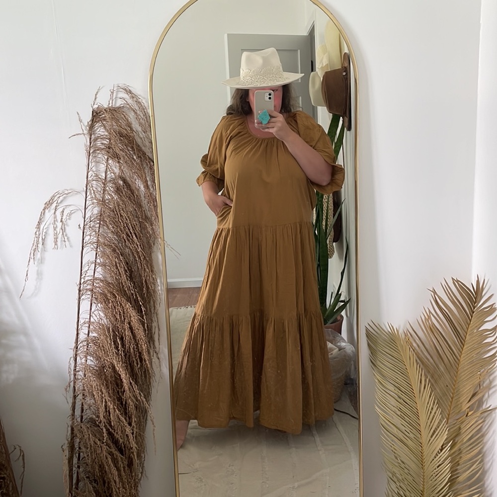 Daughters of India Sahana Maxi Dress in Desert Tan / Camel